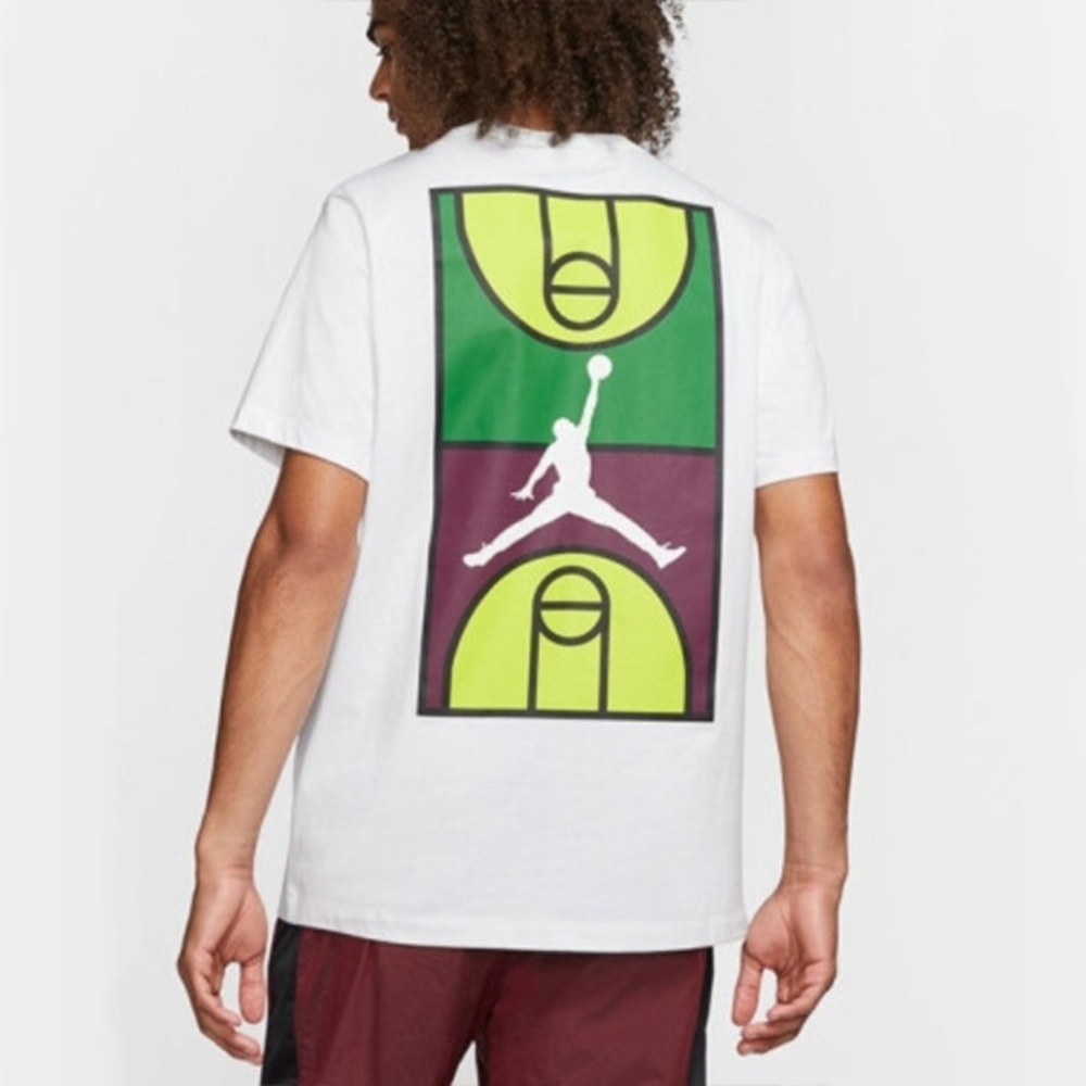 Jordan White Tee with Green and Purple Graphic